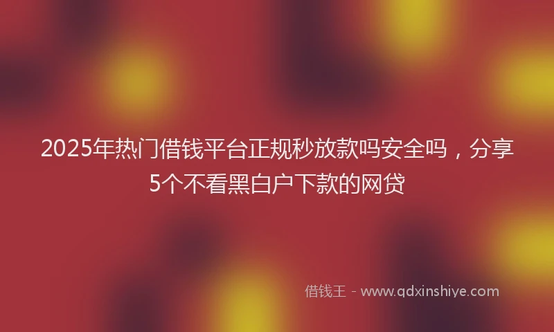 2025年热门借钱平台正规秒放款吗安全吗，分享5个不看黑白户下款的网贷