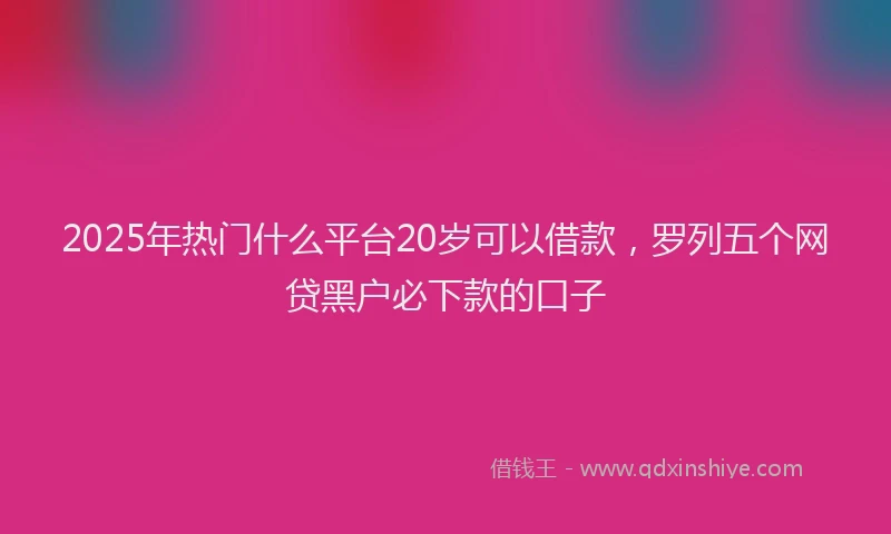 2025年热门什么平台20岁可以借款，罗列五个网贷黑户必下款的口子