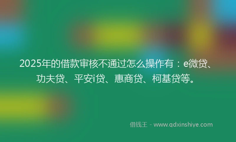 2025年的借款审核不通过怎么操作有：e微贷、功夫贷、平安i贷、惠商贷、柯基贷等。