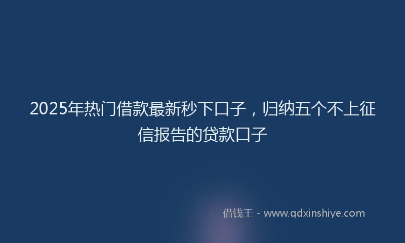 2025年热门借款最新秒下口子，归纳五个不上征信报告的贷款口子