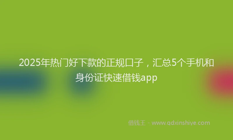 2025年热门好下款的正规口子，汇总5个手机和身份证快速借钱app