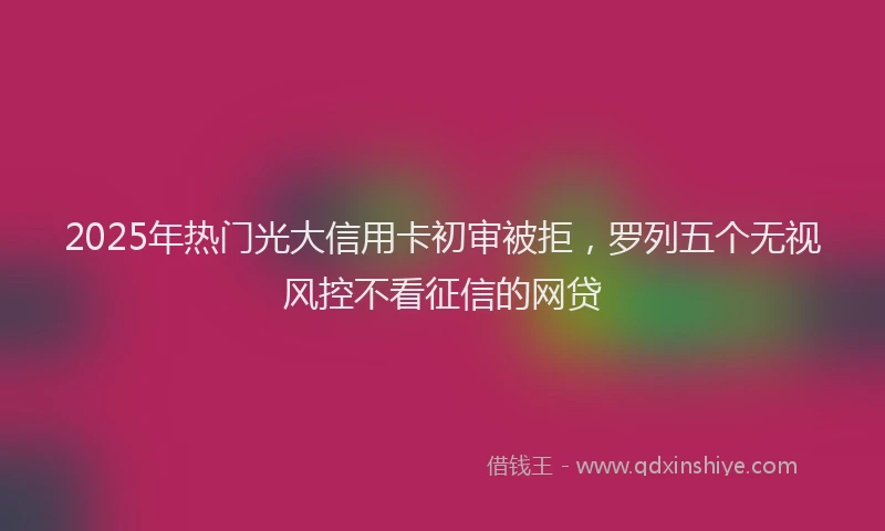 2025年热门光大信用卡初审被拒，罗列五个无视风控不看征信的网贷
