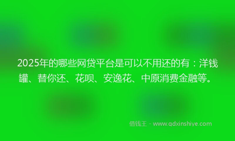 2025年的哪些网贷平台是可以不用还的有：洋钱罐、替你还、花呗、安逸花、中原消费金融等。