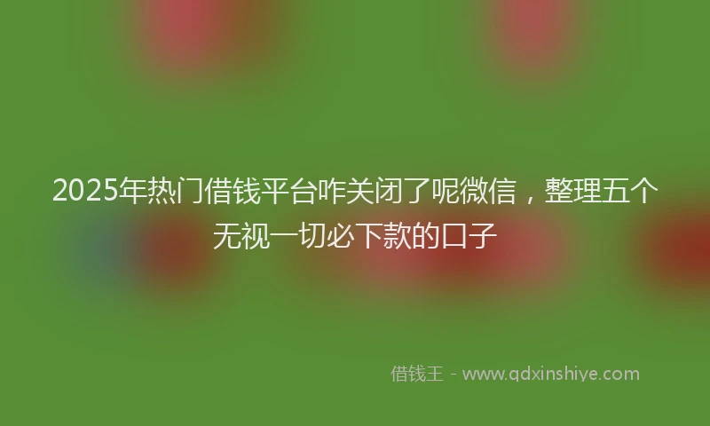 2025年热门借钱平台咋关闭了呢微信，整理五个无视一切必下款的口子