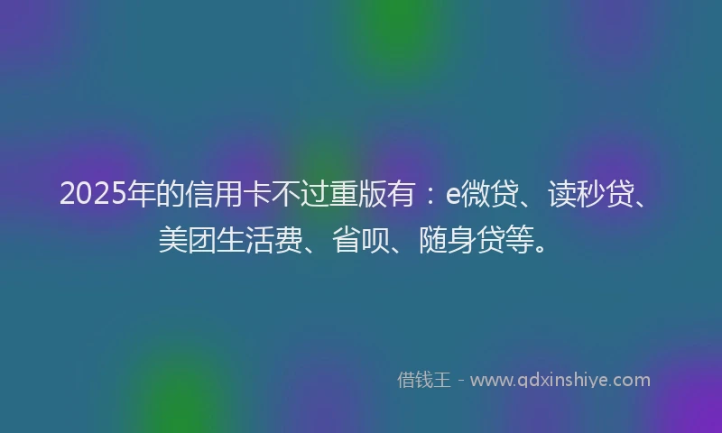 2025年的信用卡不过重版有：e微贷、读秒贷、美团生活费、省呗、随身贷等。