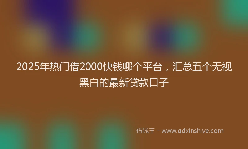 2025年热门借2000快钱哪个平台，汇总五个无视黑白的最新贷款口子