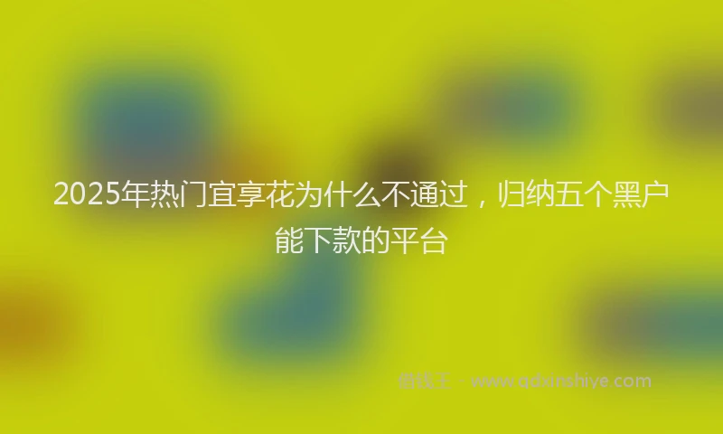 2025年热门宜享花为什么不通过，归纳五个黑户能下款的平台