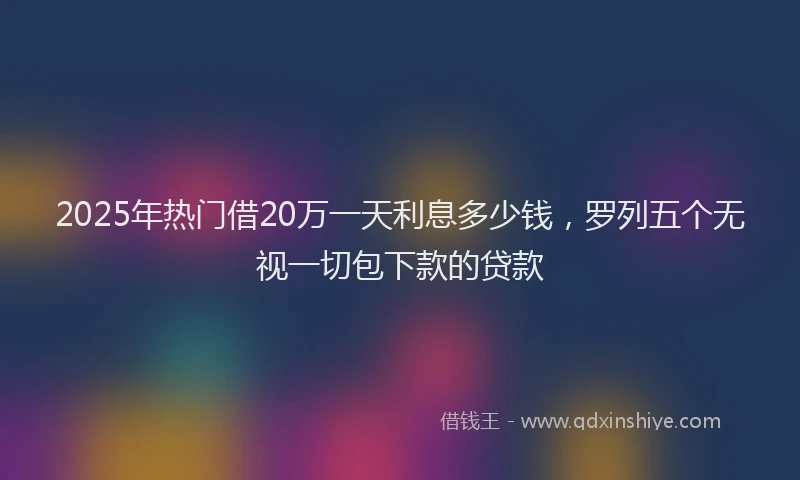 2025年热门借20万一天利息多少钱，罗列五个无视一切包下款的贷款