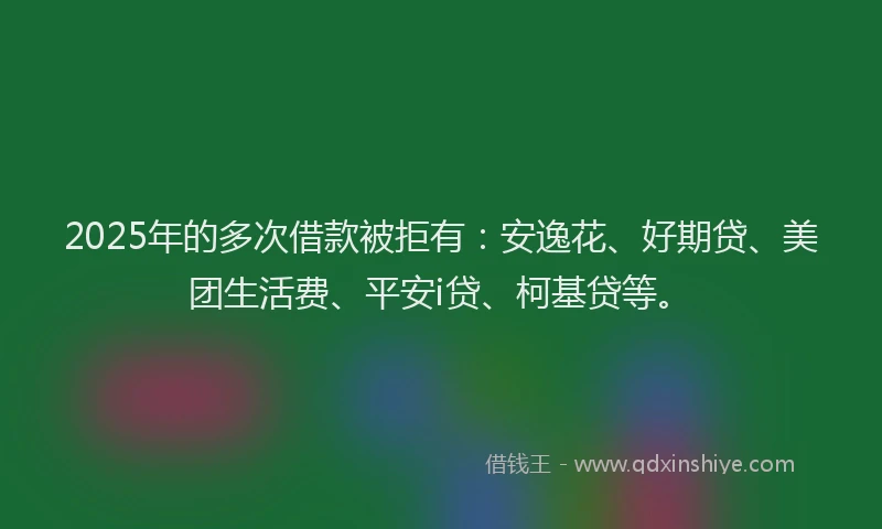 2025年的多次借款被拒有：安逸花、好期贷、美团生活费、平安i贷、柯基贷等。