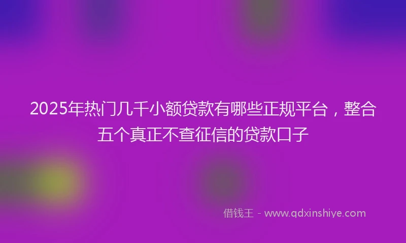 2025年热门几千小额贷款有哪些正规平台，整合五个真正不查征信的贷款口子