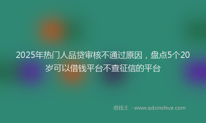 2025年热门人品贷审核不通过原因，盘点5个20岁可以借钱平台不查征信的平台