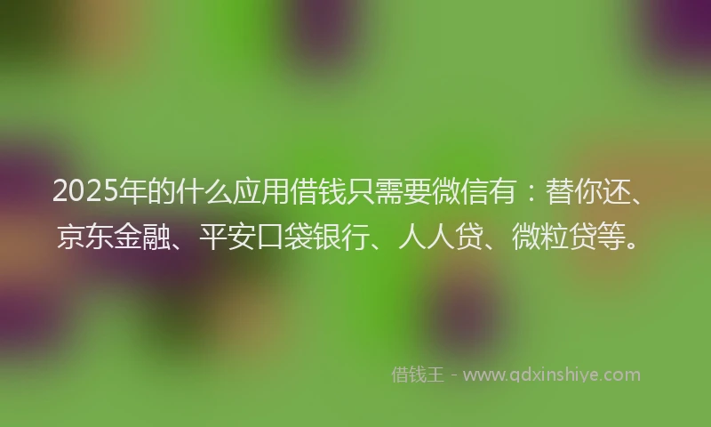 2025年的什么应用借钱只需要微信有：替你还、京东金融、平安口袋银行、人人贷、微粒贷等。
