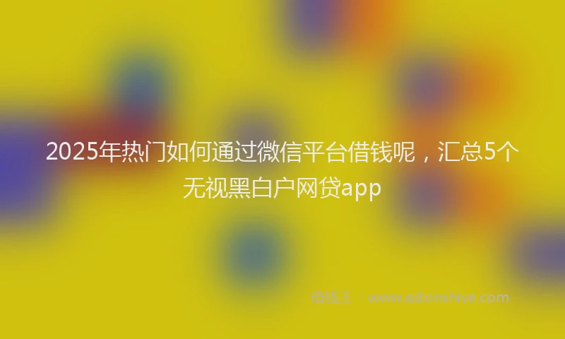 2025年热门如何通过微信平台借钱呢，汇总5个无视黑白户网贷app
