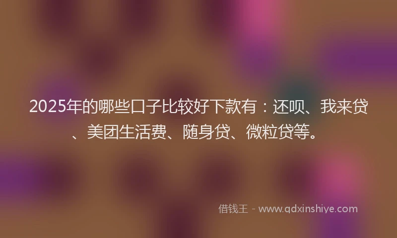 2025年的哪些口子比较好下款有：还呗、我来贷、美团生活费、随身贷、微粒贷等。