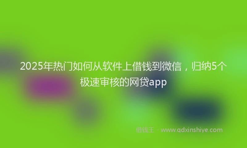 2025年热门如何从软件上借钱到微信，归纳5个极速审核的网贷app