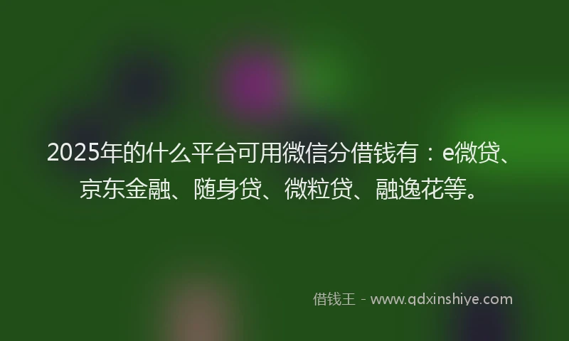2025年的什么平台可用微信分借钱有：e微贷、京东金融、随身贷、微粒贷、融逸花等。