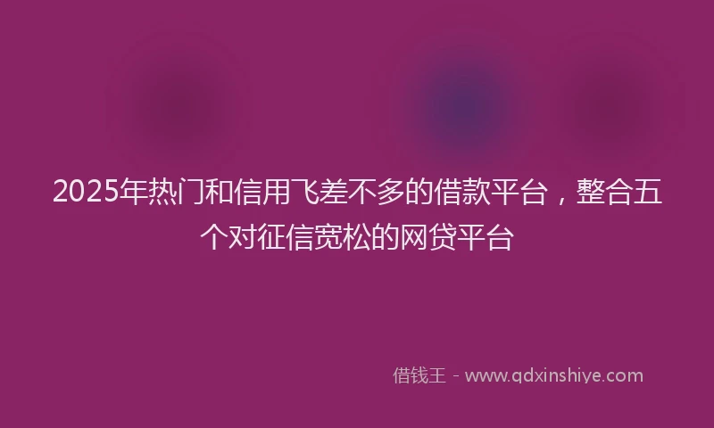 2025年热门和信用飞差不多的借款平台，整合五个对征信宽松的网贷平台