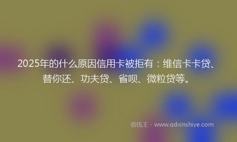 2025年的什么原因信用卡被拒有：维信卡卡贷、替你还、功夫贷、省呗、微粒贷等。