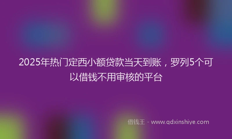 2025年热门定西小额贷款当天到账，罗列5个可以借钱不用审核的平台