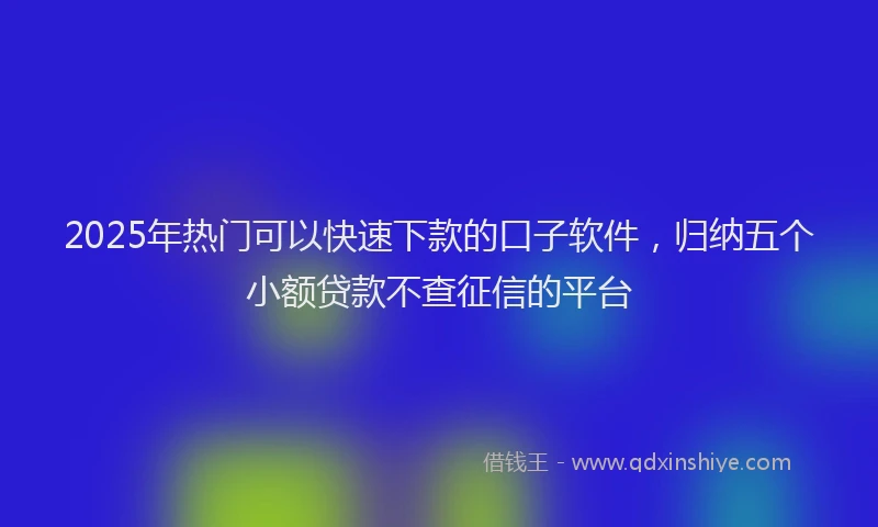 2025年热门可以快速下款的口子软件，归纳五个小额贷款不查征信的平台