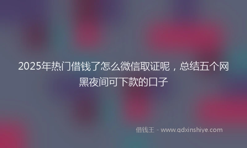 2025年热门借钱了怎么微信取证呢，总结五个网黑夜间可下款的口子