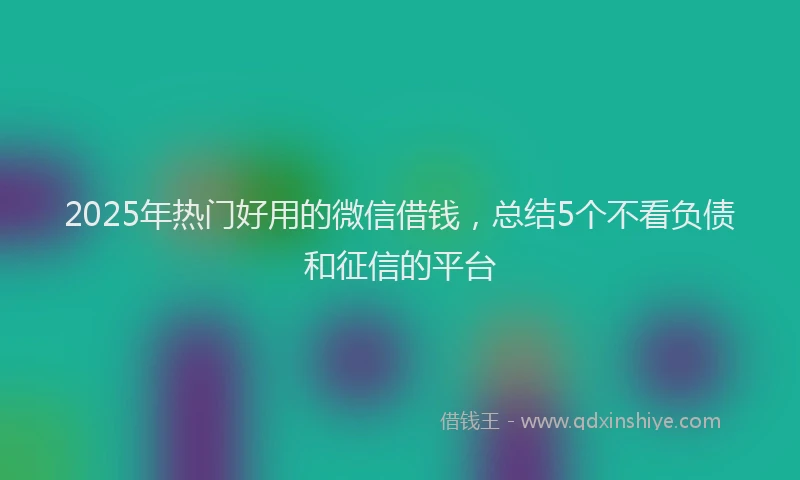 2025年热门好用的微信借钱，总结5个不看负债和征信的平台