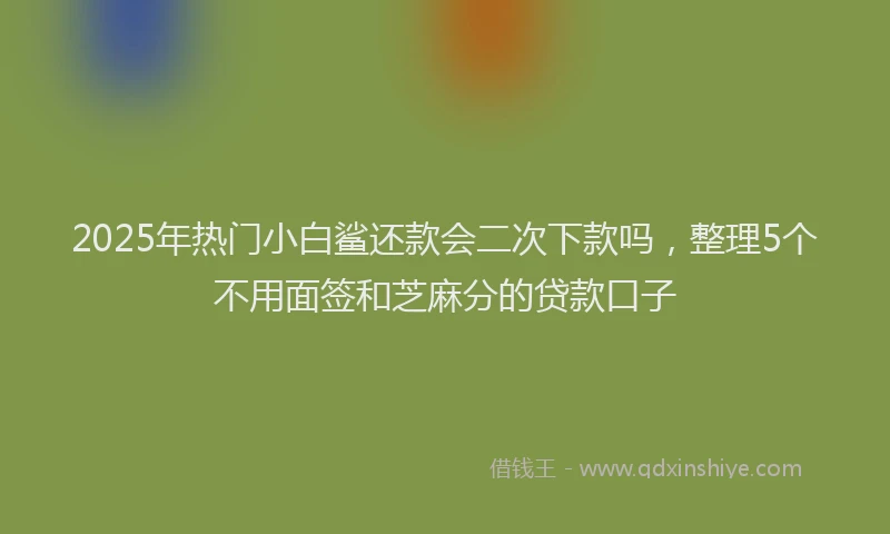 2025年热门小白鲨还款会二次下款吗，整理5个不用面签和芝麻分的贷款口子