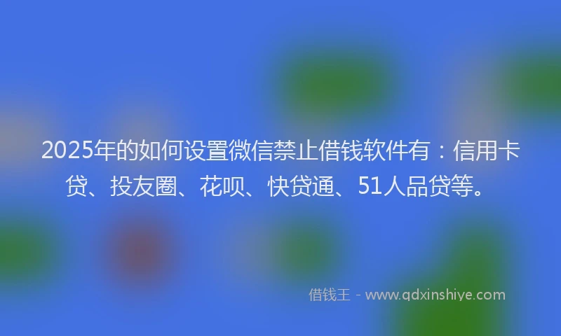 2025年的如何设置微信禁止借钱软件有：信用卡贷、投友圈、花呗、快贷通、51人品贷等。