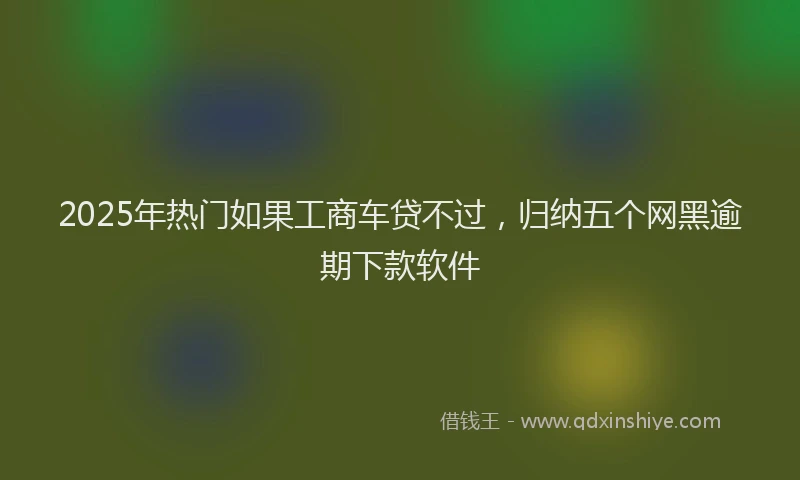 2025年热门如果工商车贷不过，归纳五个网黑逾期下款软件