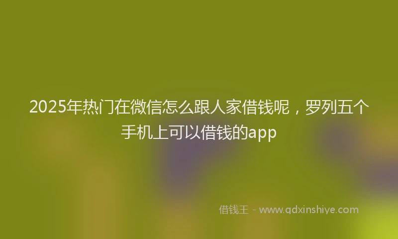 2025年热门在微信怎么跟人家借钱呢，罗列五个手机上可以借钱的app