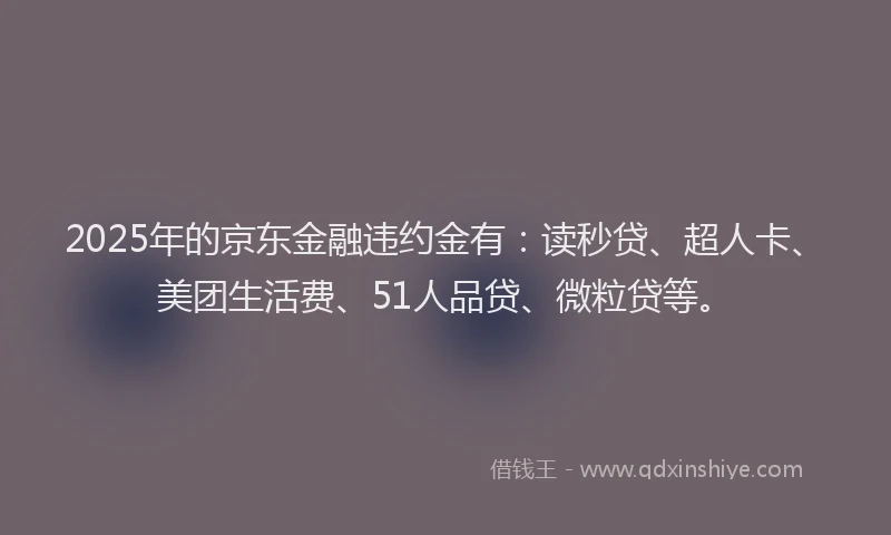 2025年的京东金融违约金有：读秒贷、超人卡、美团生活费、51人品贷、微粒贷等。