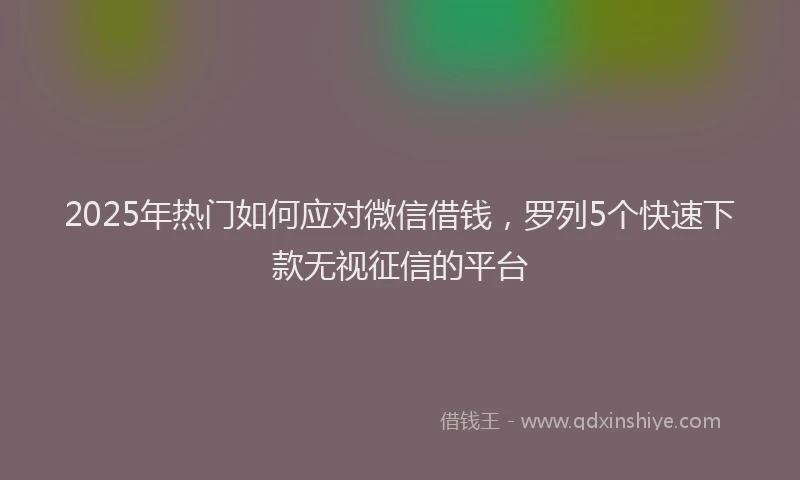 2025年热门如何应对微信借钱，罗列5个快速下款无视征信的平台