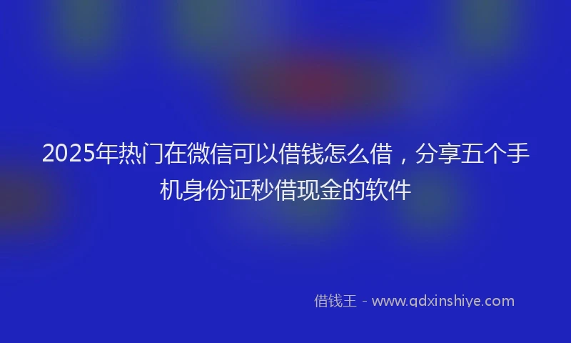2025年热门在微信可以借钱怎么借，分享五个手机身份证秒借现金的软件