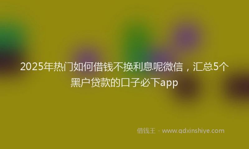 2025年热门如何借钱不换利息呢微信，汇总5个黑户贷款的口子必下app