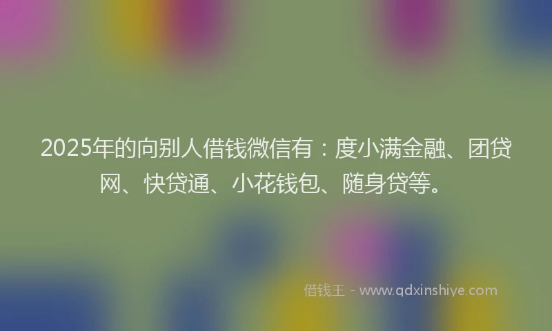 2025年的向别人借钱微信有：度小满金融、团贷网、快贷通、小花钱包、随身贷等。