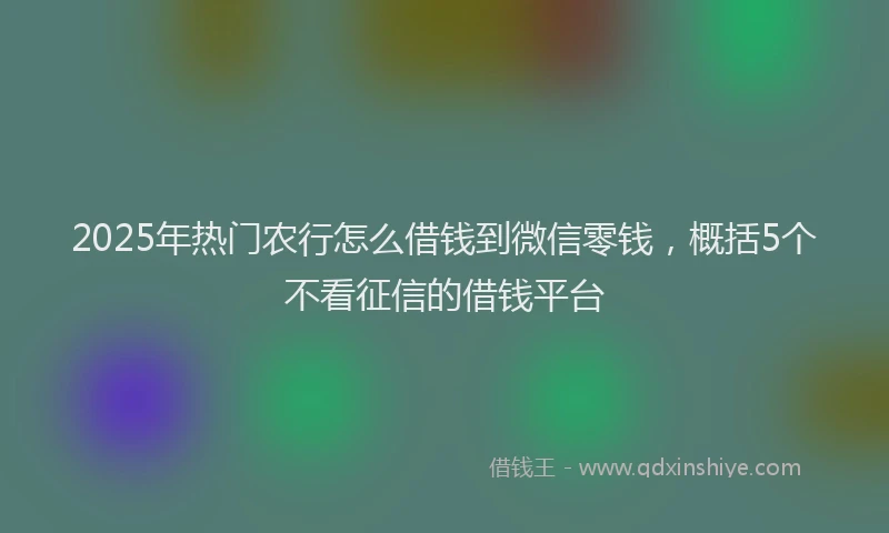 2025年热门农行怎么借钱到微信零钱，概括5个不看征信的借钱平台