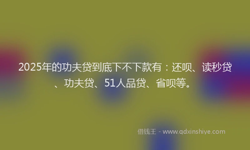 2025年的功夫贷到底下不下款有：还呗、读秒贷、功夫贷、51人品贷、省呗等。