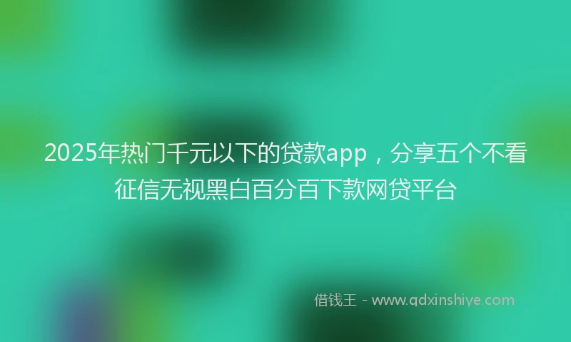 2025年热门千元以下的贷款app，分享五个不看征信无视黑白百分百下款网贷平台