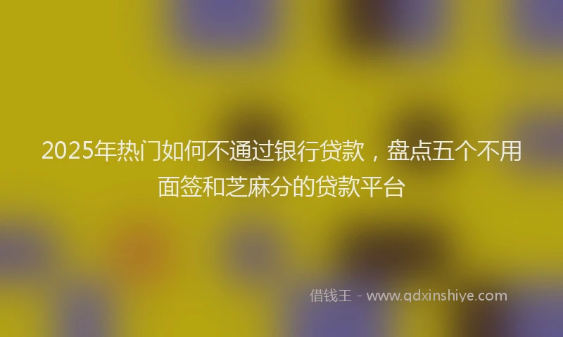 2025年热门如何不通过银行贷款，盘点五个不用面签和芝麻分的贷款平台