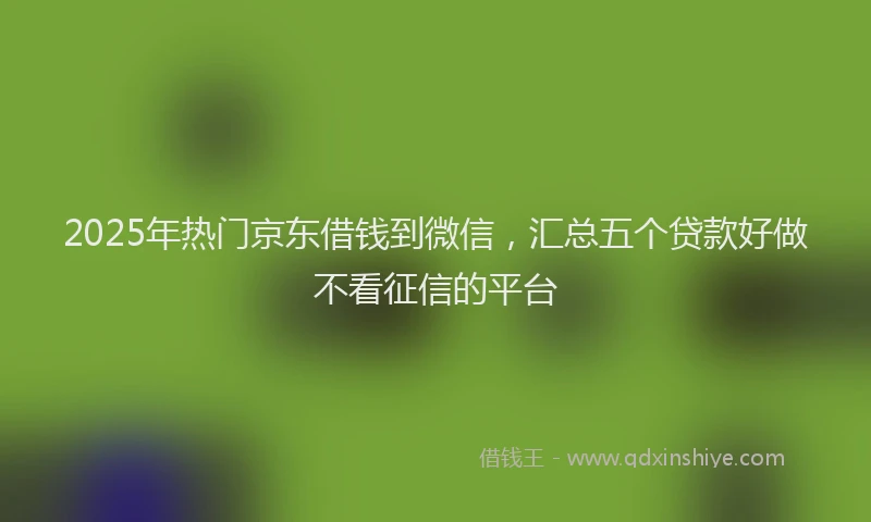 2025年热门京东借钱到微信，汇总五个贷款好做不看征信的平台