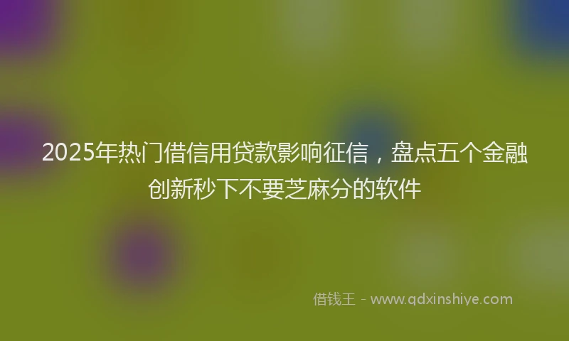 2025年热门借信用贷款影响征信，盘点五个金融创新秒下不要芝麻分的软件