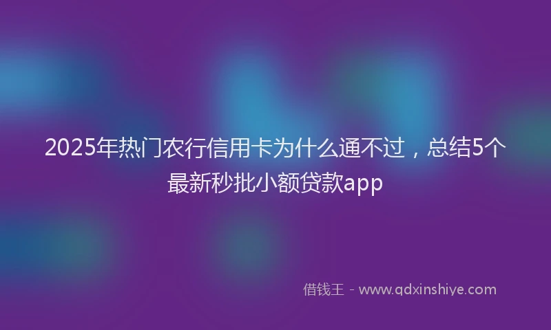 2025年热门农行信用卡为什么通不过，总结5个最新秒批小额贷款app
