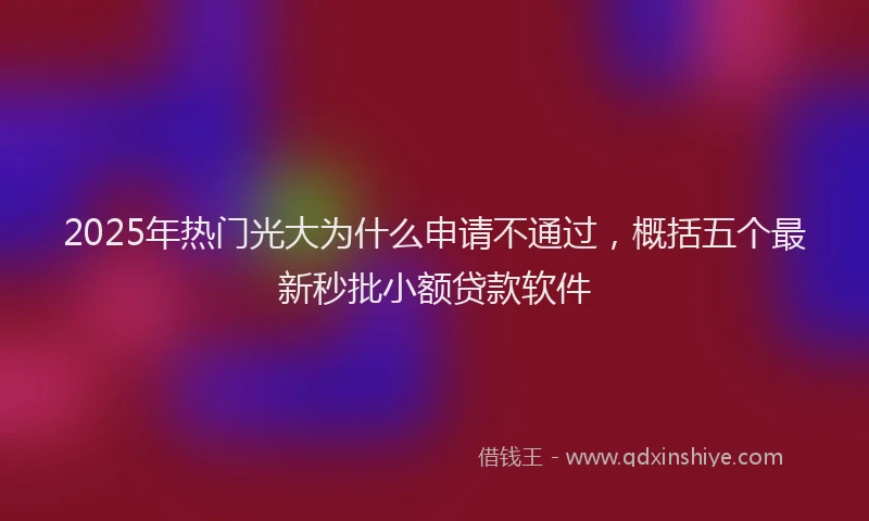 2025年热门光大为什么申请不通过，概括五个最新秒批小额贷款软件