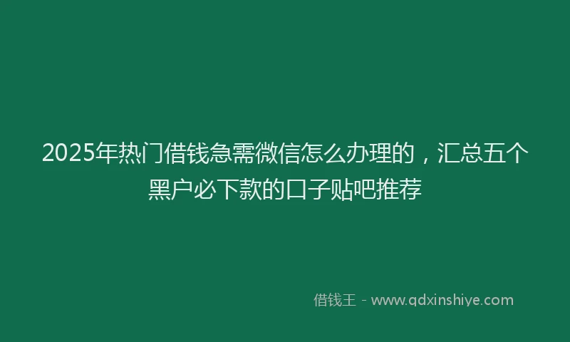2025年热门借钱急需微信怎么办理的，汇总五个黑户必下款的口子贴吧推荐