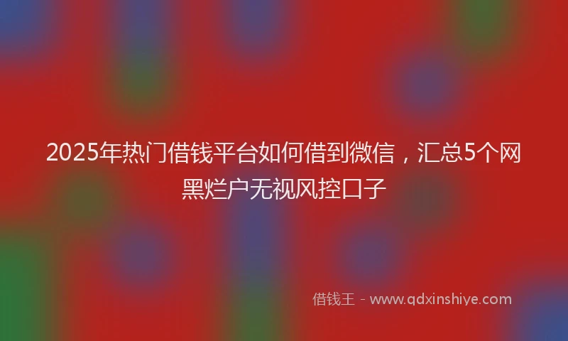 2025年热门借钱平台如何借到微信，汇总5个网黑烂户无视风控口子