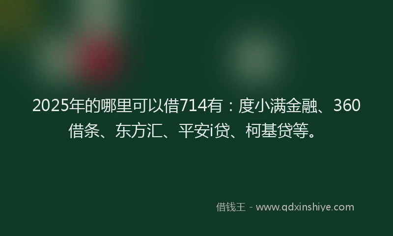 2025年的哪里可以借714有：度小满金融、360借条、东方汇、平安i贷、柯基贷等。