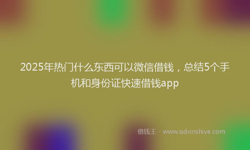 2025年热门什么东西可以微信借钱，总结5个手机和身份证快速借钱app