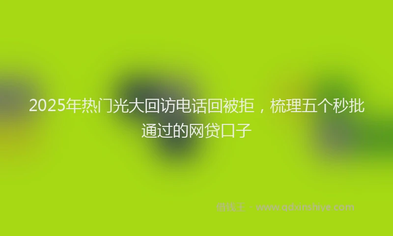 2025年热门光大回访电话回被拒，梳理五个秒批通过的网贷口子