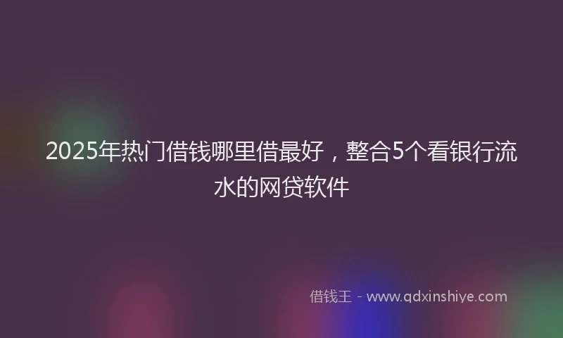 2025年热门借钱哪里借最好，整合5个看银行流水的网贷软件