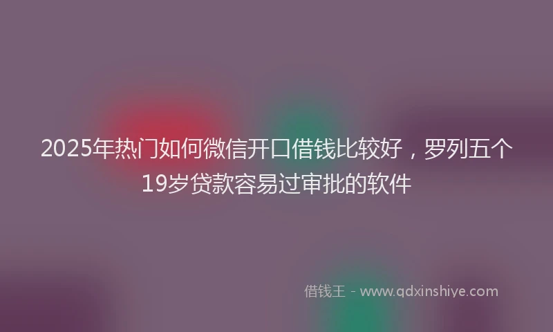 2025年热门如何微信开口借钱比较好，罗列五个19岁贷款容易过审批的软件